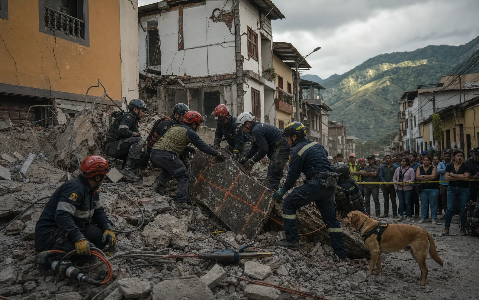 Des secouristes colombiens fouillent les gravats d’un immeuble effondré dans une ville andine